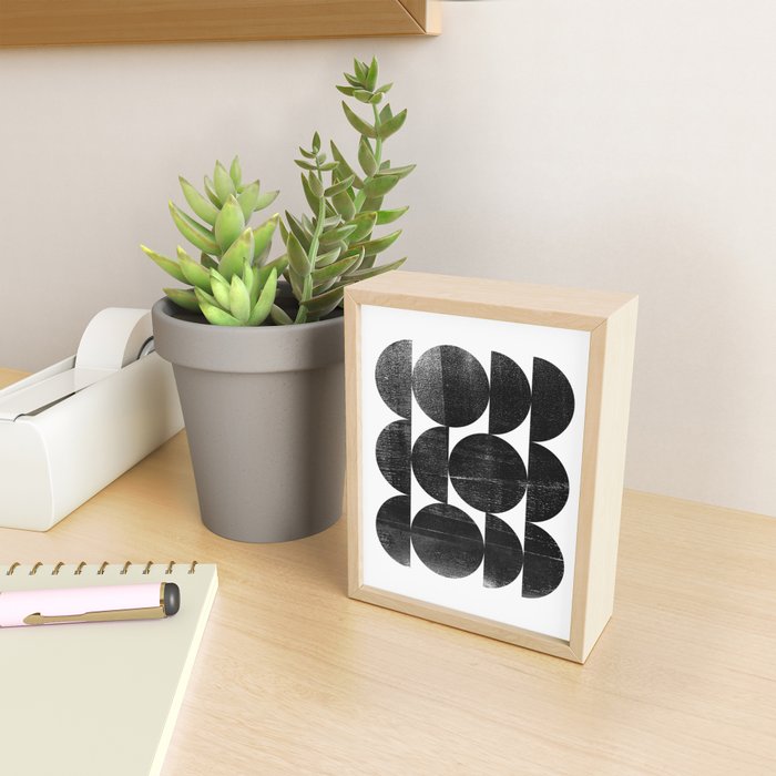 Black and White Mid Century Modern Op Art Mini Art Print Gallery Image 2