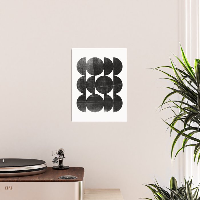 Black and White Mid Century Modern Op Art Poster Gallery Image 2