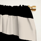 Mid Century Modern Abstract Shape 536 Black and Linen White Window Curtain Gallery Image 2