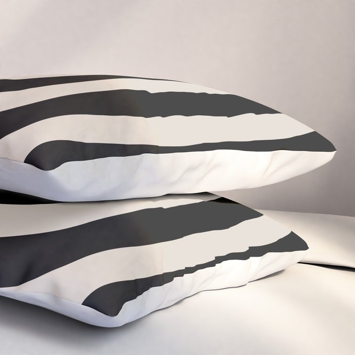 Mid Century Modern Abstract Shape 536 Black and Linen White Pillow Sham Gallery Image 3