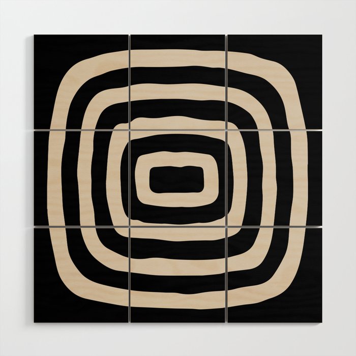 Mid Century Modern Abstract Shape 536 Black and Linen White Wood Wall Art Gallery Image 1