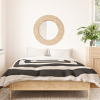 Mid Century Modern Abstract Shape 536 Black and Linen White Duvet Cover Gallery Image 3