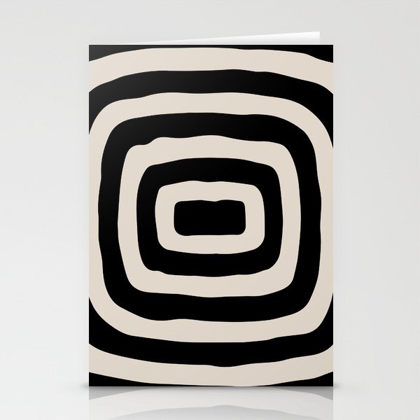 Mid Century Modern Abstract Shape 536 Black and Linen White Stationery Card Gallery Image 2