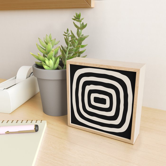 Mid Century Modern Abstract Shape 536 Black and Linen White Mini Art Print Gallery Image 2