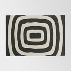 Mid Century Modern Abstract Shape 536 Black and Linen White Rug Gallery Image 2
