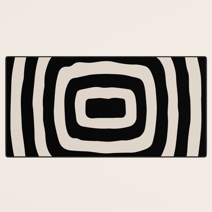 Mid Century Modern Abstract Shape 536 Black and Linen White Desk Mat Gallery Image 3
