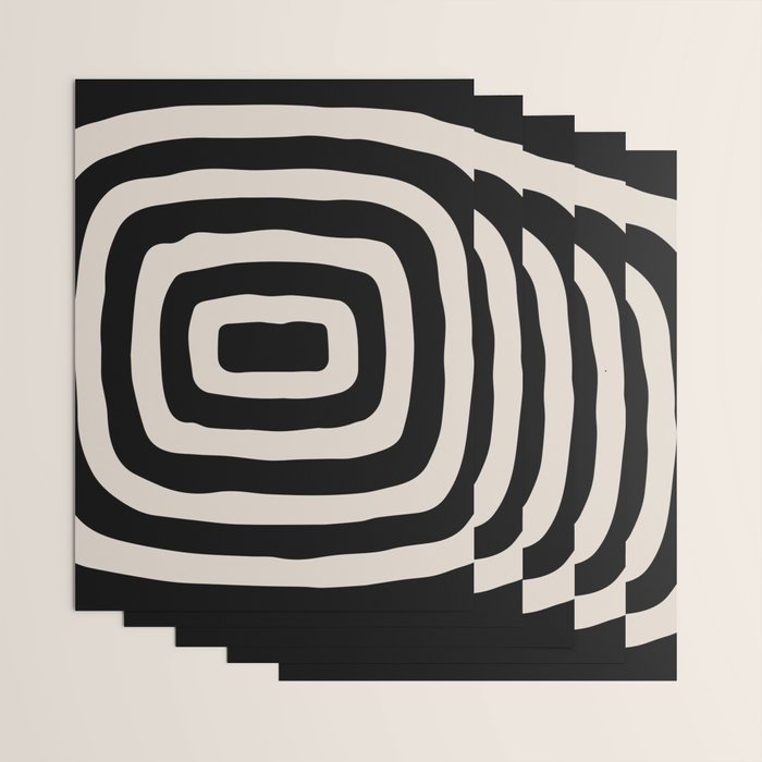Mid Century Modern Abstract Shape 536 Black and Linen White Wrapping Paper Gallery Image 3