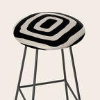 Mid Century Modern Abstract Shape 536 Black and Linen White Stool Gallery Image 2