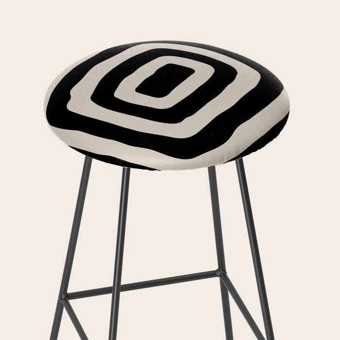 Mid Century Modern Abstract Shape 536 Black and Linen White Stool Gallery Image 2
