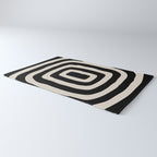 Mid Century Modern Abstract Shape 536 Black and Linen White Rug Gallery Image 3