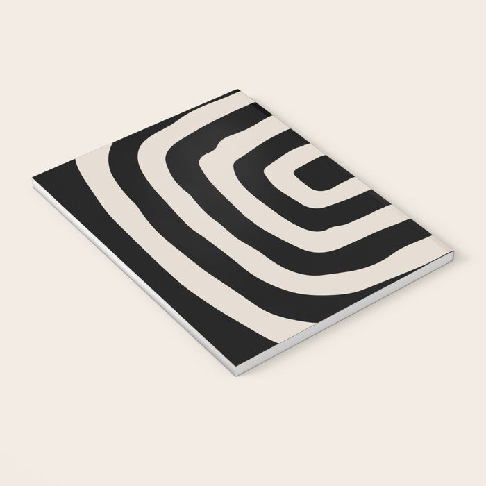 Mid Century Modern Abstract Shape 536 Black and Linen White Notebook Gallery Image 3