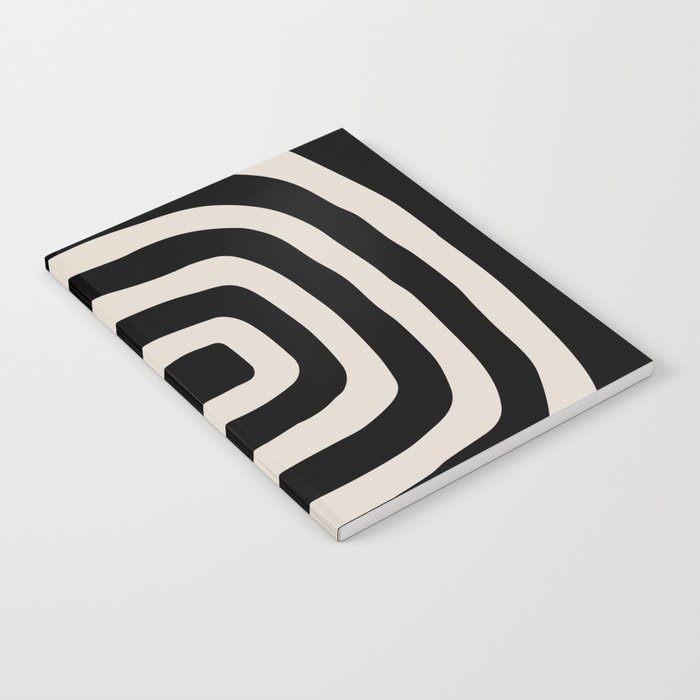 Mid Century Modern Abstract Shape 536 Black and Linen White Notebook Gallery Image 2