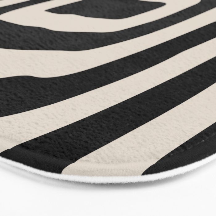 Mid Century Modern Abstract Shape 536 Black and Linen White Bath Mat Gallery Image 3