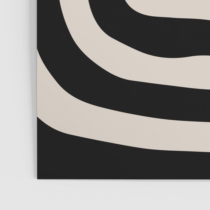 Mid Century Modern Abstract Shape 536 Black and Linen White Poster Gallery Image 3