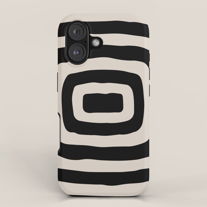 Mid Century Modern Abstract Shape 536 Black and Linen White iPhone Case Gallery Image 1