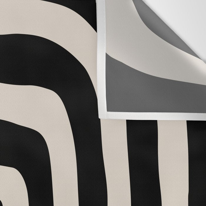 Mid Century Modern Abstract Shape 536 Black and Linen White Wall Tapestry Gallery Image 3