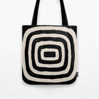 Mid Century Modern Abstract Shape 536 Black and Linen White Tote Bag Gallery Image 1