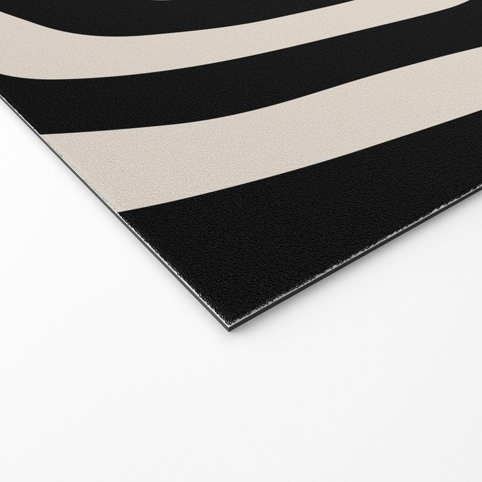 Mid Century Modern Abstract Shape 536 Black and Linen White Welcome Mat Gallery Image 2