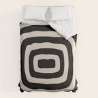Mid Century Modern Abstract Shape 536 Black and Linen White Duvet Cover Gallery Image 6