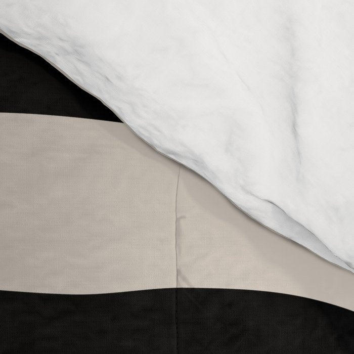 Mid Century Modern Abstract Shape 536 Black and Linen White Comforter Gallery Image 4