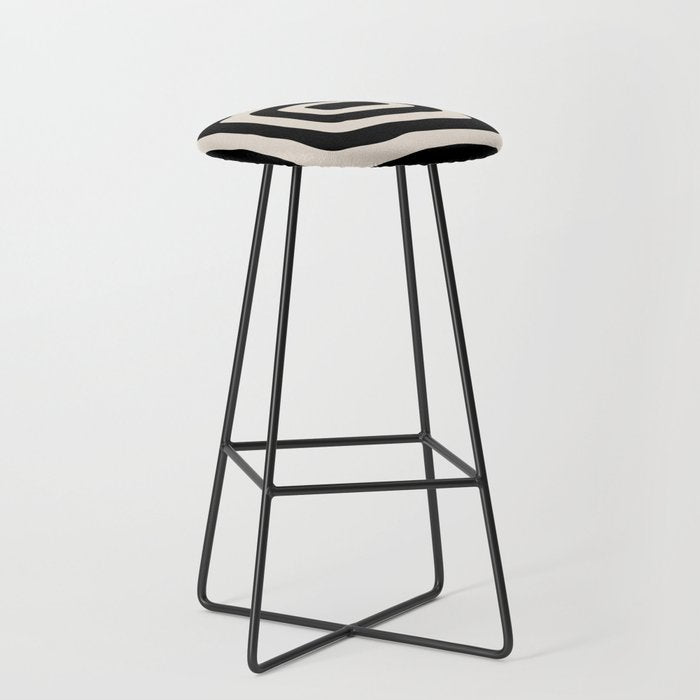 Mid Century Modern Abstract Shape 536 Black and Linen White Stool Gallery Image 1