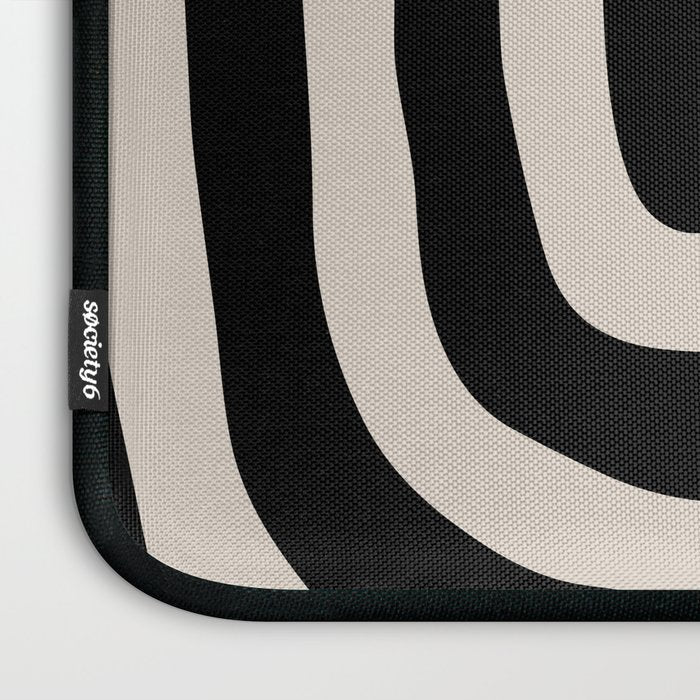 Mid Century Modern Abstract Shape 536 Black and Linen White Laptop Sleeve Gallery Image 3
