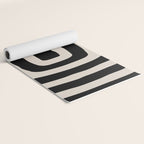 Mid Century Modern Abstract Shape 536 Black and Linen White Yoga Mat Gallery Image 2