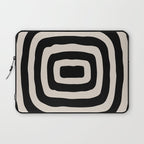 Mid Century Modern Abstract Shape 536 Black and Linen White Laptop Sleeve Gallery Image 1