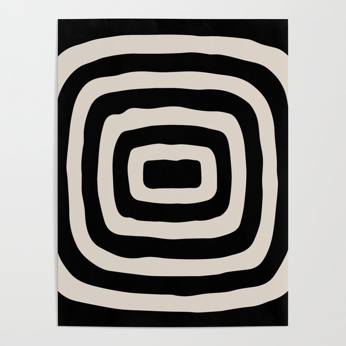 Mid Century Modern Abstract Shape 536 Black and Linen White Poster Gallery Image 4