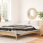 Mid Century Modern Abstract Shape 536 Black and Linen White Duvet Cover Gallery Image 2