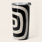 Mid Century Modern Abstract Shape 536 Black and Linen White Travel Mug Gallery Image 2