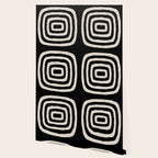 Mid Century Modern Abstract Shape 536 Black and Linen White Wallpaper Gallery Image 2