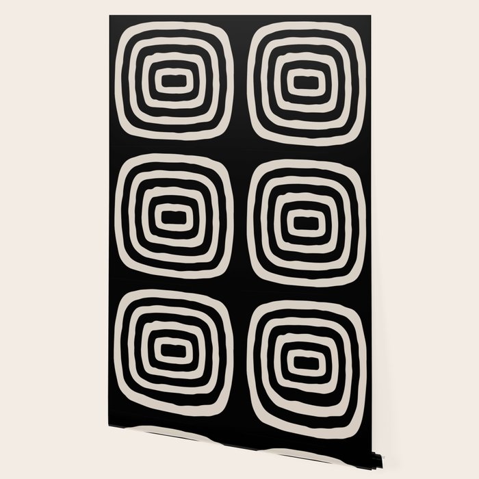 Mid Century Modern Abstract Shape 536 Black and Linen White Wallpaper Gallery Image 2