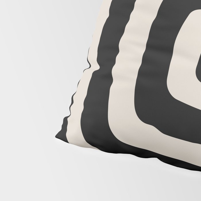 Mid Century Modern Abstract Shape 536 Black and Linen White Pillow Sham Gallery Image 4