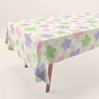 Colorful retro flower checkered pattern Tablecloth Gallery Image 1