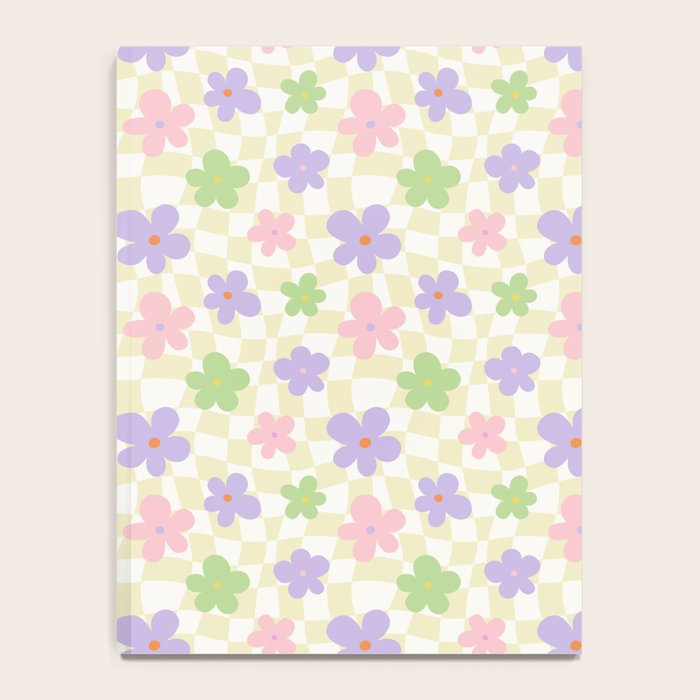 Colorful retro flower checkered pattern Notebook Gallery Image 4