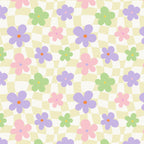 Colorful retro flower checkered pattern Coffee Mug Gallery Image 2