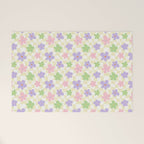 Colorful retro flower checkered pattern Welcome Mat Gallery Image 1