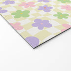 Colorful retro flower checkered pattern Welcome Mat Gallery Image 2
