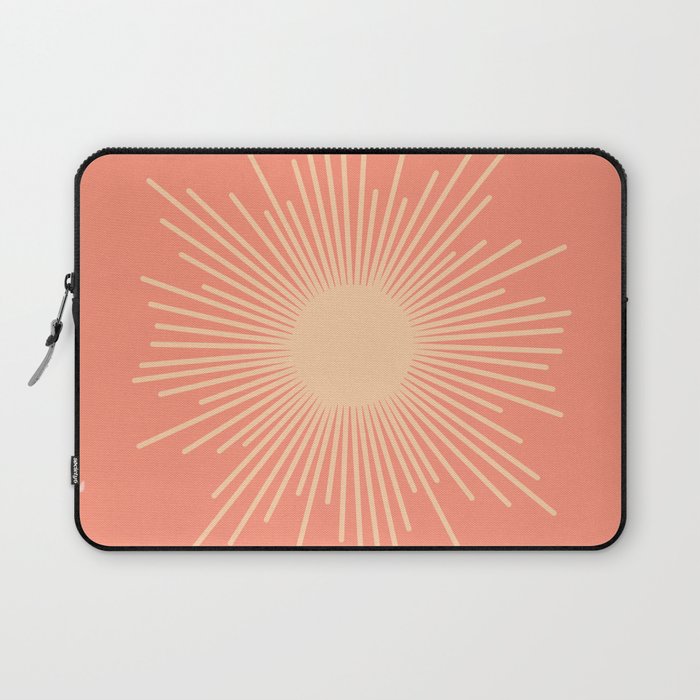 Mid Century Modern Minimalist Sunburst in Salmon Blush Pink and Cream Laptop Sleeve Gallery Image 1