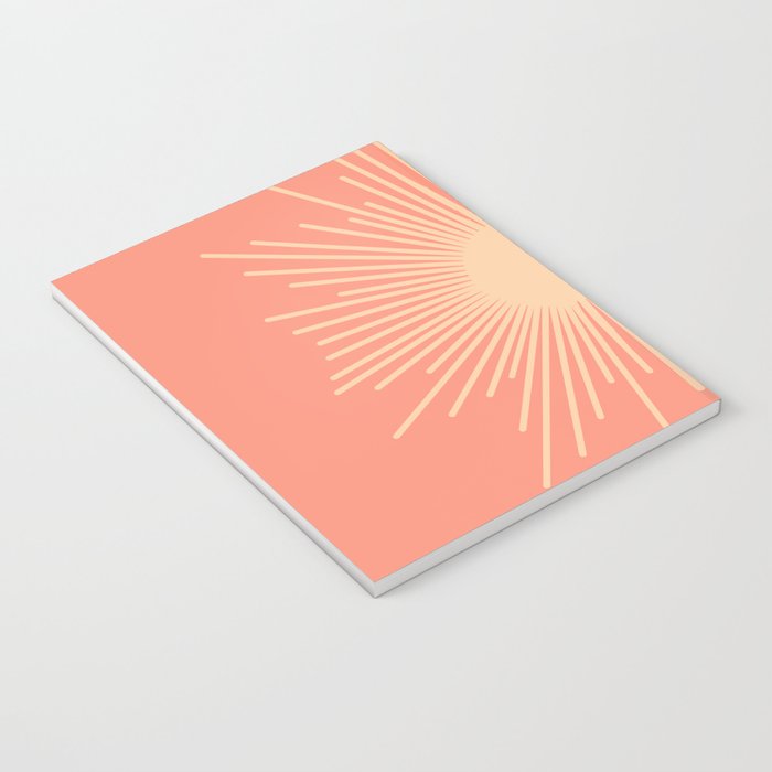 Mid Century Modern Minimalist Sunburst in Salmon Blush Pink and Cream Notebook Gallery Image 3