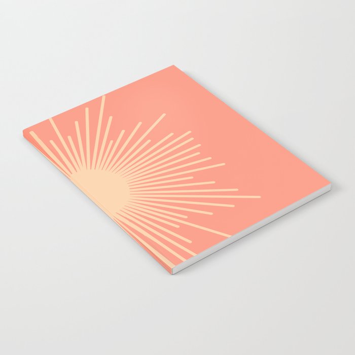 Mid Century Modern Minimalist Sunburst in Salmon Blush Pink and Cream Notebook Gallery Image 2