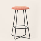 Mid Century Modern Minimalist Sunburst in Salmon Blush Pink and Cream Stool Gallery Image 1