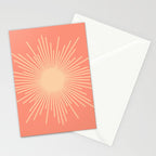 Mid Century Modern Minimalist Sunburst in Salmon Blush Pink and Cream Stationery Card Gallery Image 2