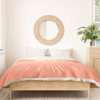 Mid Century Modern Minimalist Sunburst in Salmon Blush Pink and Cream Duvet Cover Gallery Image 3