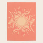 Mid Century Modern Minimalist Sunburst in Salmon Blush Pink and Cream Poster Gallery Image 4