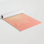 Mid Century Modern Minimalist Sunburst in Salmon Blush Pink and Cream Yoga Mat Gallery Image 2