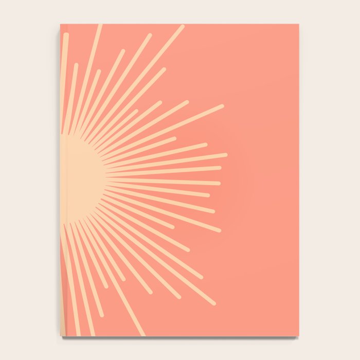 Mid Century Modern Minimalist Sunburst in Salmon Blush Pink and Cream Notebook Gallery Image 4