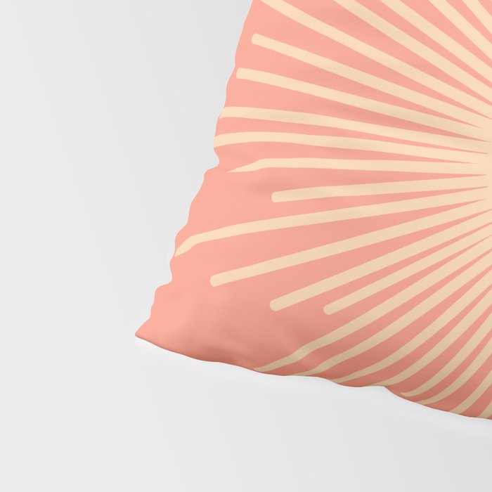 Mid Century Modern Minimalist Sunburst in Salmon Blush Pink and Cream Pillow Sham Gallery Image 4