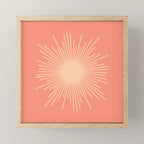 Mid Century Modern Minimalist Sunburst in Salmon Blush Pink and Cream Mini Art Print Gallery Image 1